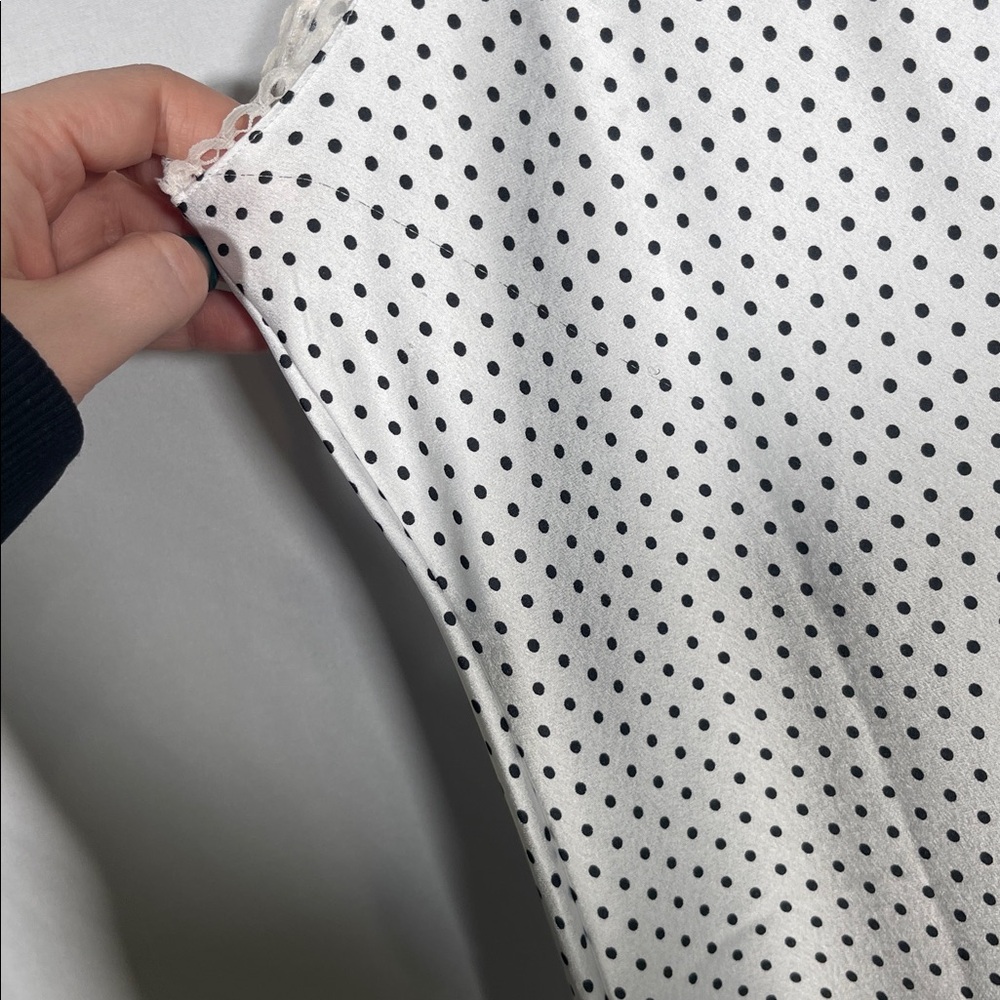 PINK BY FRANKIES BIKINIS SCOUT CREPE MINI DRESS BLACK WHITE POLKA DOT LARGE - Picture 8 of 9